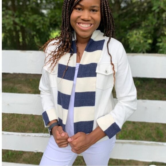 Pearly Vine Unique Sweater Denim Jean Jacket Size S - Picture 7 of 8